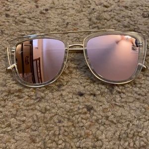 Quay 'French Kiss' Sunglasses Clear/Rose Mirror